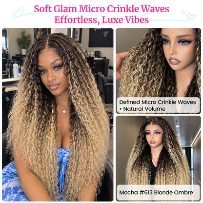 HD Lace Micro Crinkle Wave Wig | Mocha #613 Blonde Ombre| Custom-Made • 2–3 Day Wait