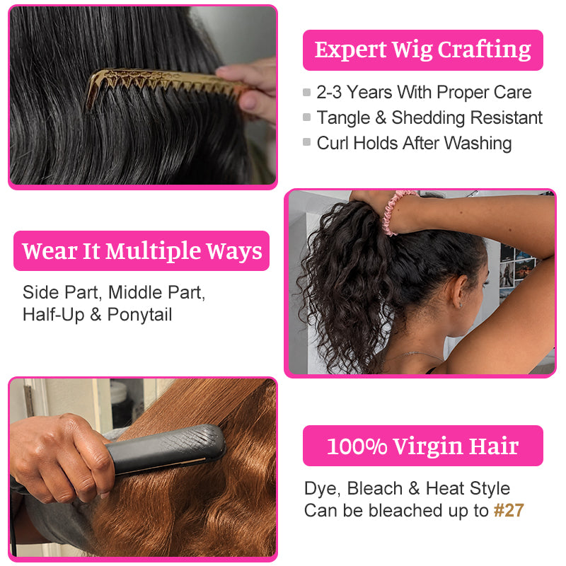 Wear & Go Kinky Straight Half Wig | Invisible Hairline | Beginner-Friendly