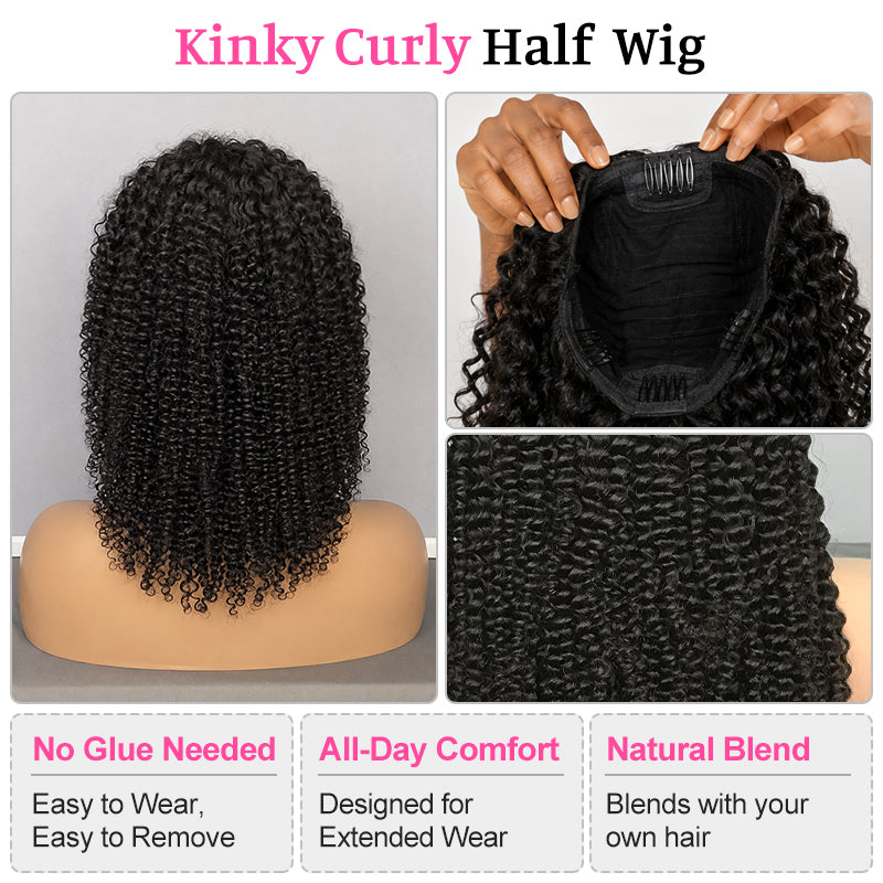 Kinky Curly Half Wig – 100% Virgin Human Hair