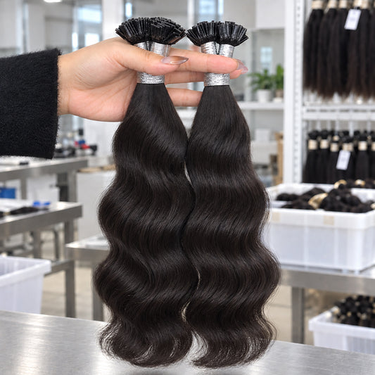 Cambodian Wave K-Tip Human Hair Extensions | 100g/Pack | Full Head 2–3 Packs