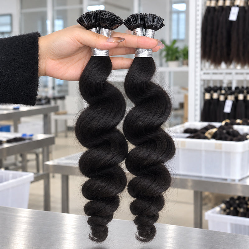 Loose Wave K-Tip Human Hair Extensions | 100g/Pack | Full Head 2–3 Packs