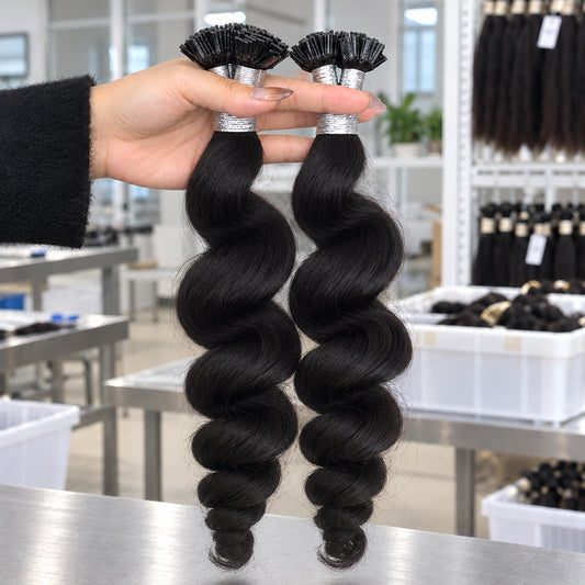 Loose Wave K-Tip Human Hair Extensions | 100g/Pack | Full Head 2–3 Packs