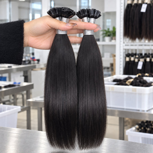 Straight K-Tip Human Hair Extensions | 100g/Pack | Full Head 2–3 Packs