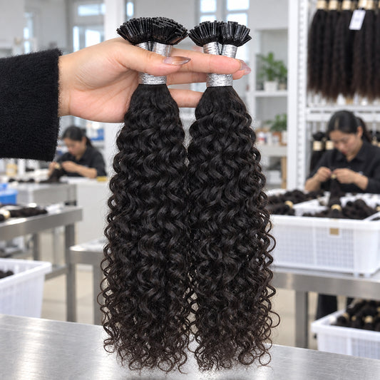 Water Wave K-Tip Human Hair Extensions | 100g/Pack | Full Head 2–3 Packs