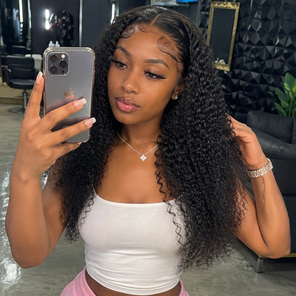 Kinky Curly Human Hair Wig | Transparent Lace Frontal | NaturalHairline 180%