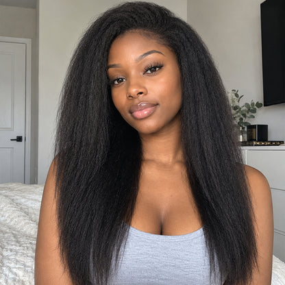 Wear & Go Kinky Straight Half Wig | Invisible Hairline | Beginner-Friendly