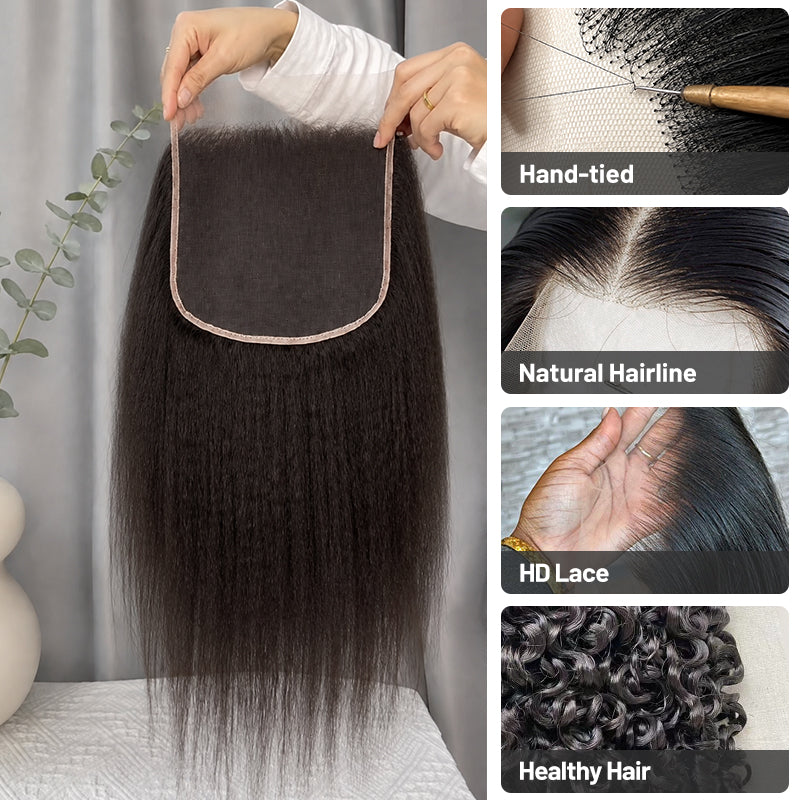 Kinky Straight Virgin Hair Frontal & Closure | Perfect Match for Bundles