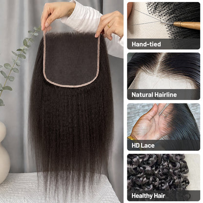 Kinky Straight Virgin Hair Frontal & Closure | Perfect Match for Bundles