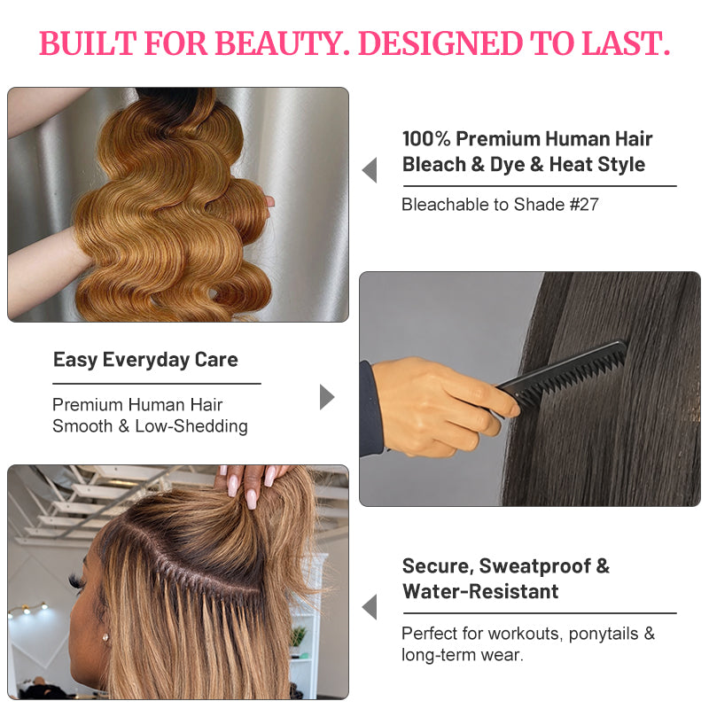 Body Wave K-Tip Human Hair Extensions | 100g/Pack | Full Head 2–3 Packs