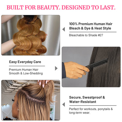 Body Wave K-Tip Human Hair Extensions | 100g/Pack | Full Head 2–3 Packs