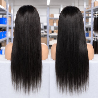 HD Lace Frontal Wig | 100% Straight Human Hair | Natural Black