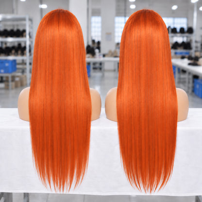 Ginger Straight Human Hair Transparent Lace Wig