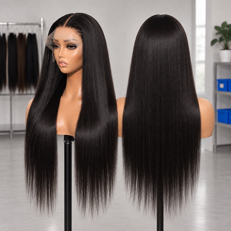 Straight Human Hair Wig Transparent Lace Frontal