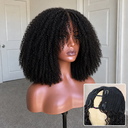 4b4c Afro Curly V-Part Wig – 100% Virgin Human Hair