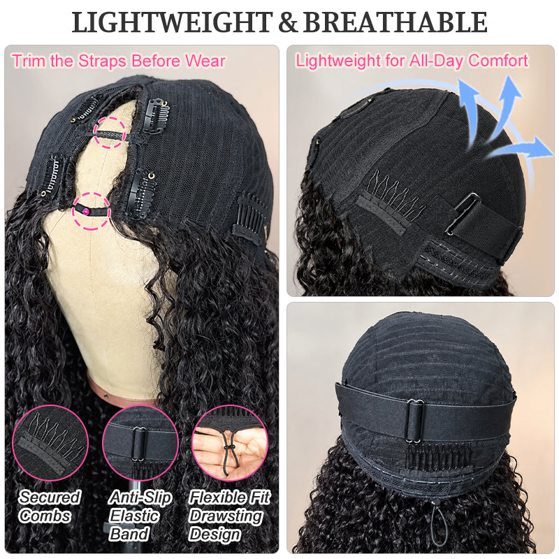 4b4c Afro Curly V-Part Wig – 100% Virgin Human Hair