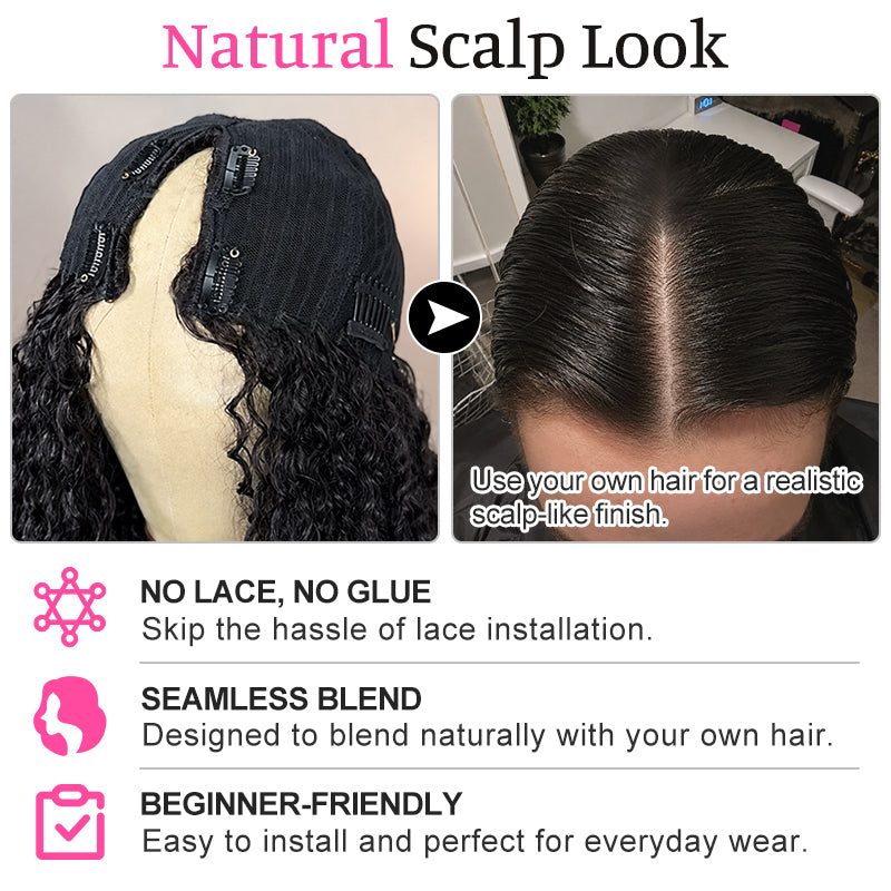 4b4c Afro Curly V-Part Wig – 100% Virgin Human Hair