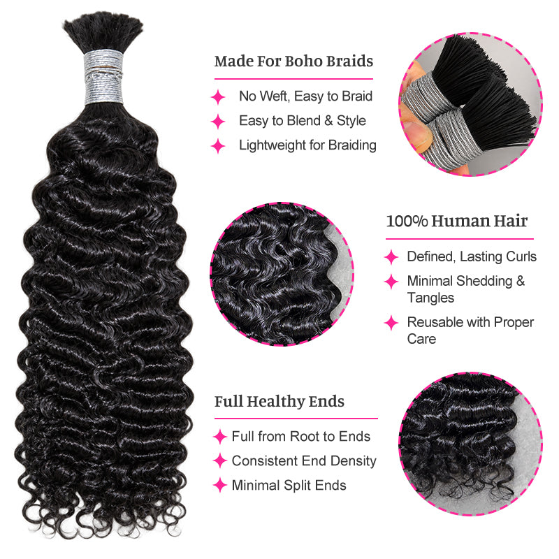 Vietnamese Curly Virgin Bulk Hair For Braids | 100% Human Hair | 100g