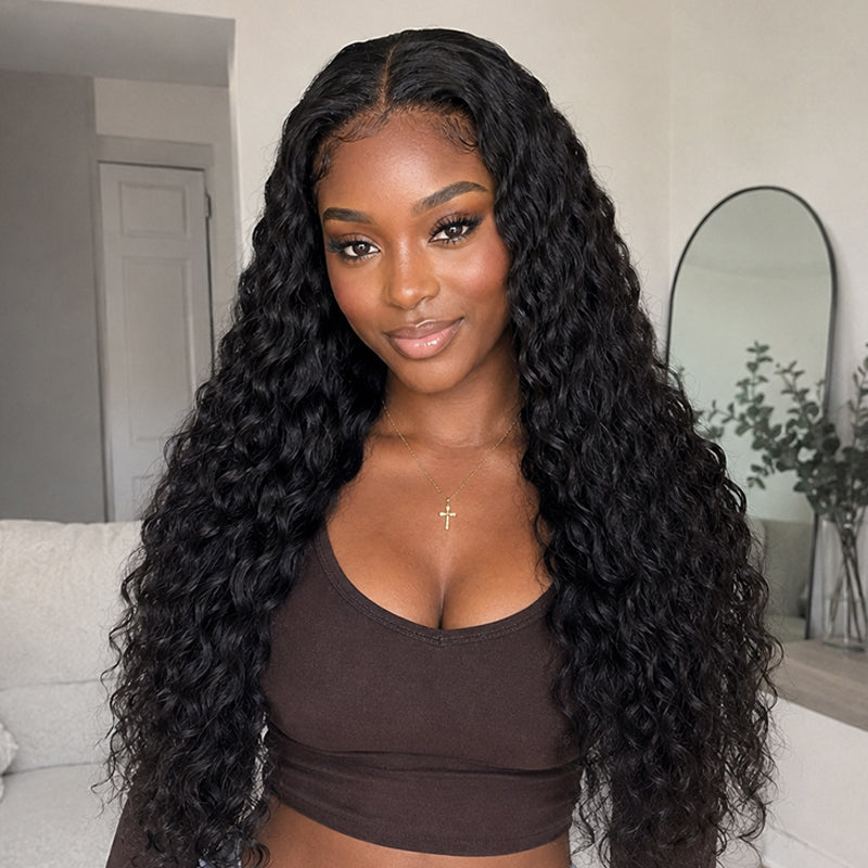 HD Lace Water Curly Frontal Wig | 100% Human Hair | Natural Black