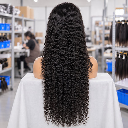 HD Lace Water Curly Frontal Wig | 100% Human Hair | Natural Black