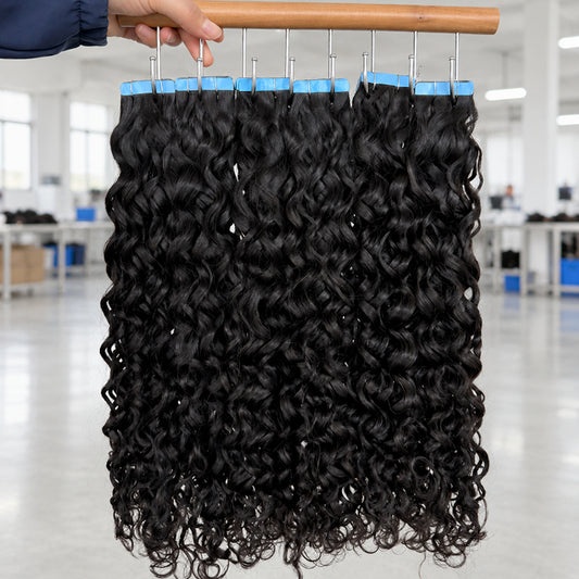 Water Wavy Curly Tape in Hair Extensions
