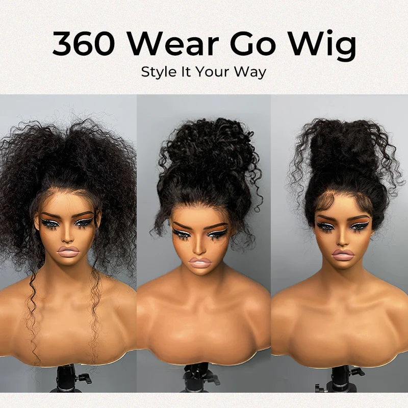 Muyol Invisi Draw-strings 360 Water Wave Pre-Cut Lace Wear Go Wig Pre-Bleached Knots InvisiFit Strap Glueless Wigs