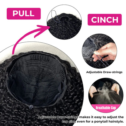 [WEAR GO HALF WIG]  Burmese curly Half Wig Invisible Hairline Beginner Friendly 180%
