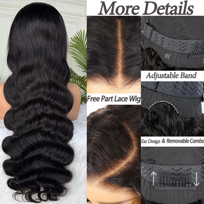 13x4 Transparent Lace Body Wave Wig Natural Hairline 180%