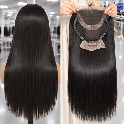 Bone Straight 5×5 HD Lace  Wig | Double Drown | Sleek Silk Press Look Human Hair