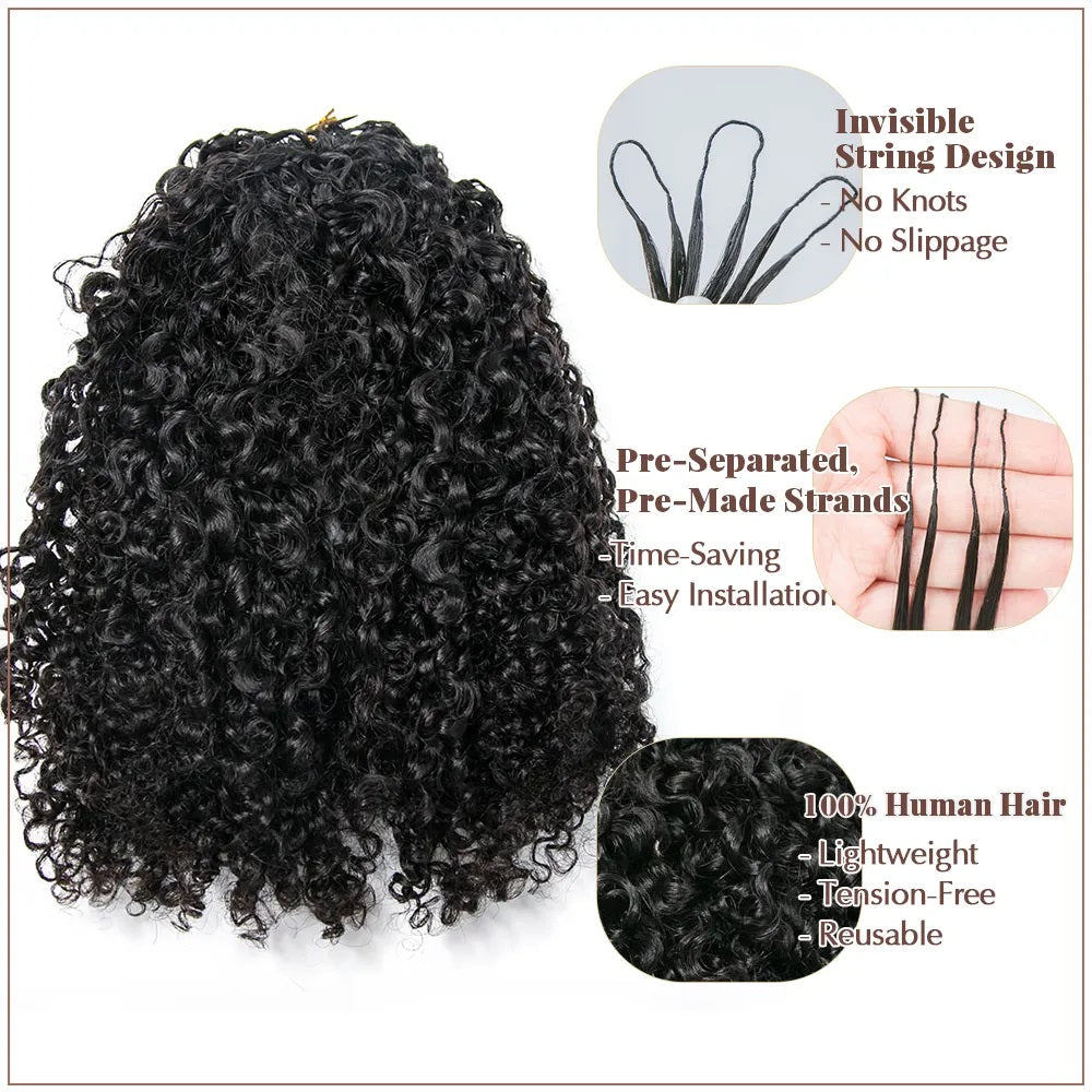 Deep wave Crochet Hair Pre-Separated Feather Soft Knotless Human Hair Extensions