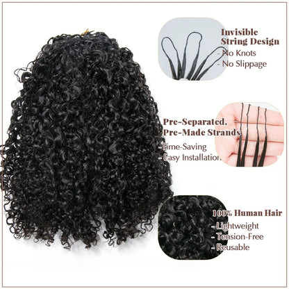 Deep wave Crochet Hair Pre-Separated Feather Soft Knotless Human Hair Extensions