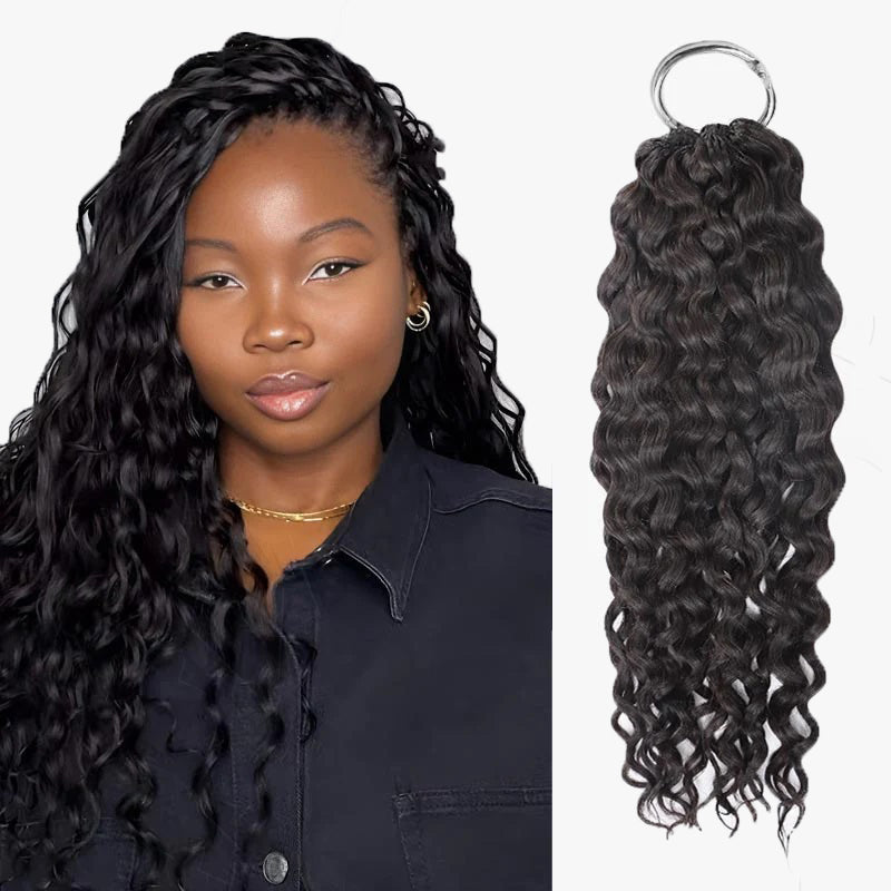 Water wave Crochet Hair Pre-Separated Feather Soft Knotless Human Hair Extensions