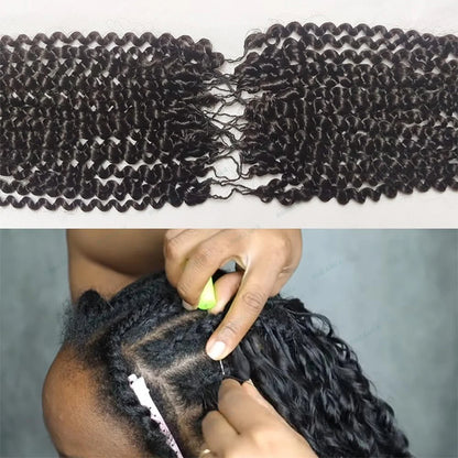 Deep wave Crochet Hair Pre-Separated Feather Soft Knotless Human Hair Extensions