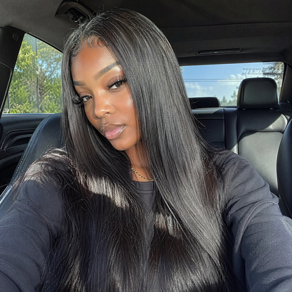 100% Straight Human Hair | HD Lace Frontal  | Natural Black