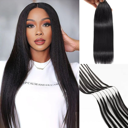 Straight Crochet Hair Pre-Separated Feather Soft Knotless Human Hair Extensions
