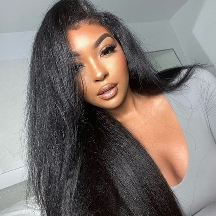 13x4 Transparent Lace KinKy Straight Wig Natural Hairline 180%