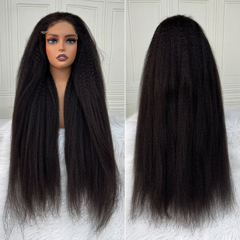 kinky Straight | HD Lace Frontal Wig | 100% Human Hair | Natural Black