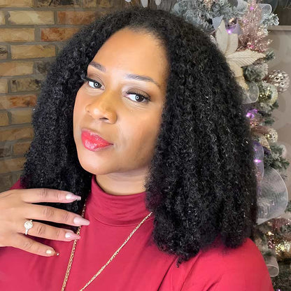 Afro Kinky Curly Crochet Hair Pre-Separated Feather Soft Knotless Human Hair Extensions