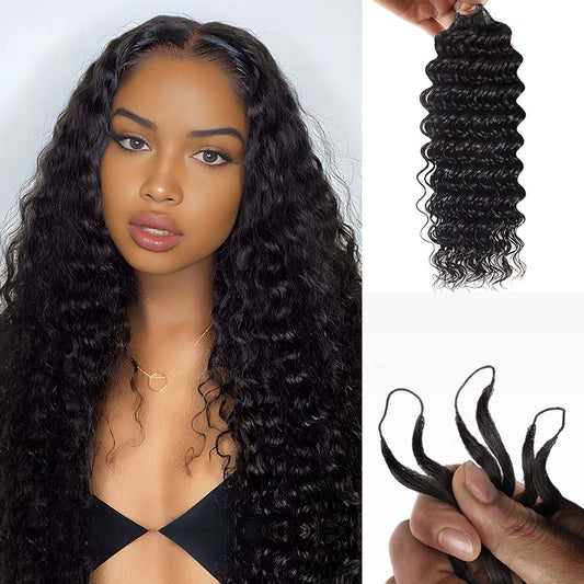 Burmese curly Crochet Hair Pre-Separated Feather Soft Knotless Human Hair Extensions