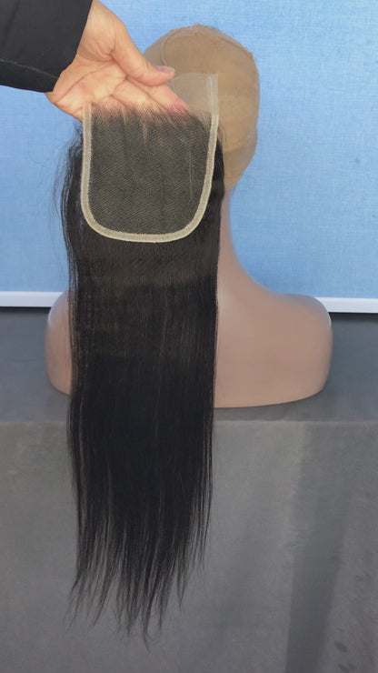 Yaki Straight Virgin Hair Frontal & Closure | Perfect Match for Bundles
