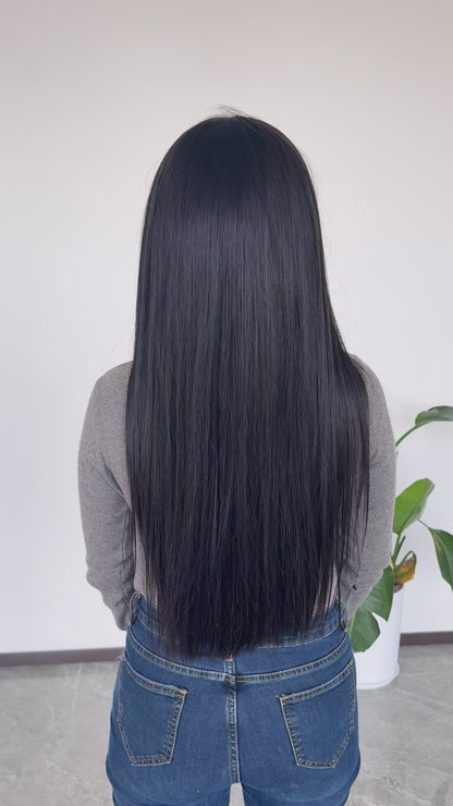 Bone Straight 5×5 HD Lace  Wig | Double Drown | Sleek Silk Press Look Human Hair