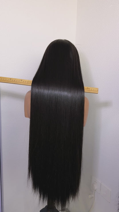 Bone Straight 5×5 HD Lace  Wig | Double Drown | Sleek Silk Press Look Human Hair