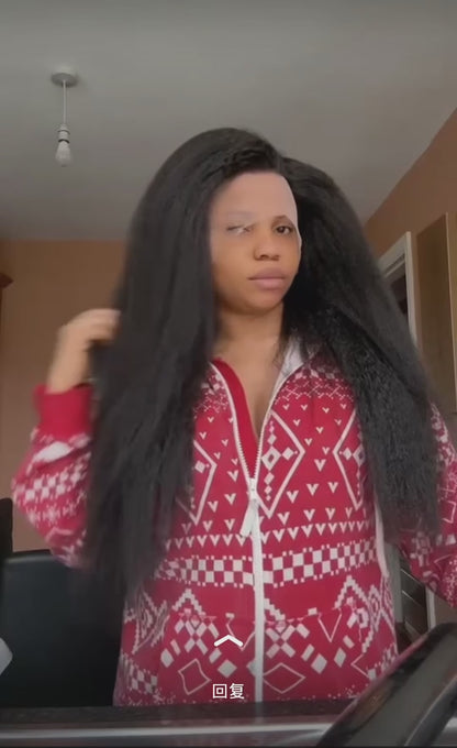 kinky Straight | HD Lace Frontal Wig | 100% Human Hair | Natural Black