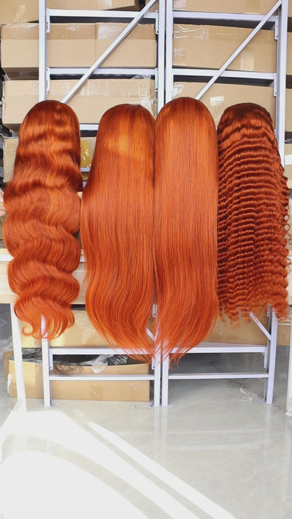 Ginger Deep Wave Human Hair Transparent Lace Wig