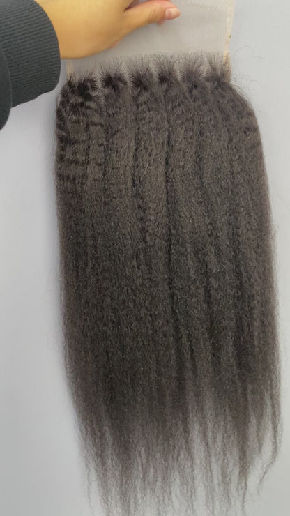 Kinky Straight Virgin Hair Frontal & Closure | Perfect Match for Bundles