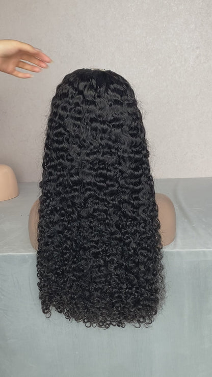Water Curly HD Lace Frontal Wig | 100% Human Hair | Natural Wet Curl Look
