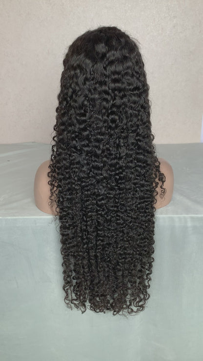 HD Lace Water Curly Frontal Wig | 100% Human Hair | Natural Black