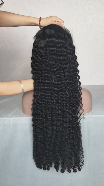 HD Lace Burmese Curly Frontal Wig | 100% Human Hair Wig | Natural Black