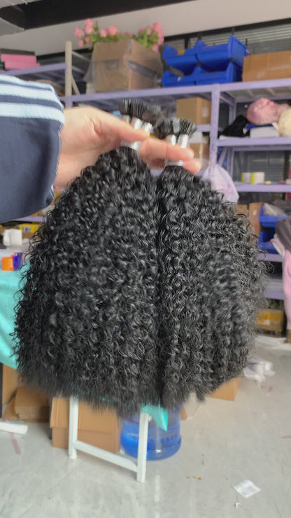 Afro Curly K-Tip Human Hair Extensions | 100g/Pack | Full Head 2–3 Packs