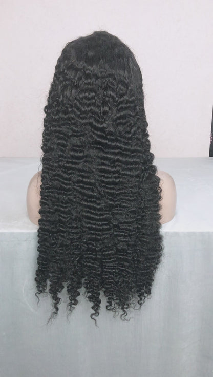 Luxury Virgin Vietnamese Curly Human Hair Wig | HD Lace Frontal | Natural Black