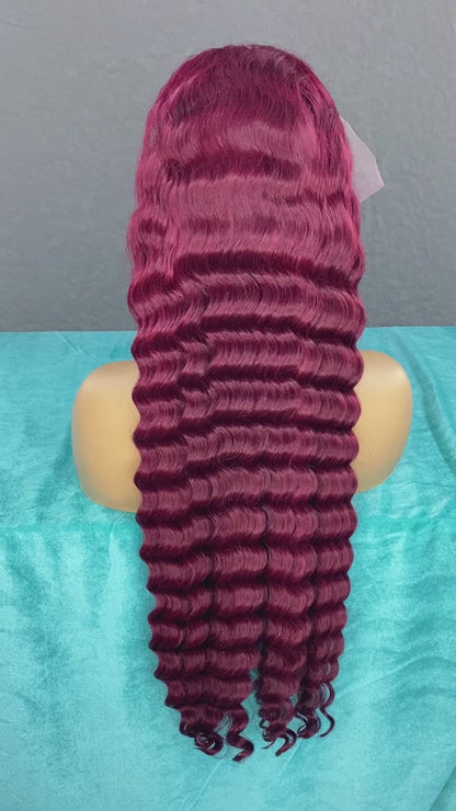 Burgundy 99J Deep Wave HD Lace Wig | 100% Human Hair